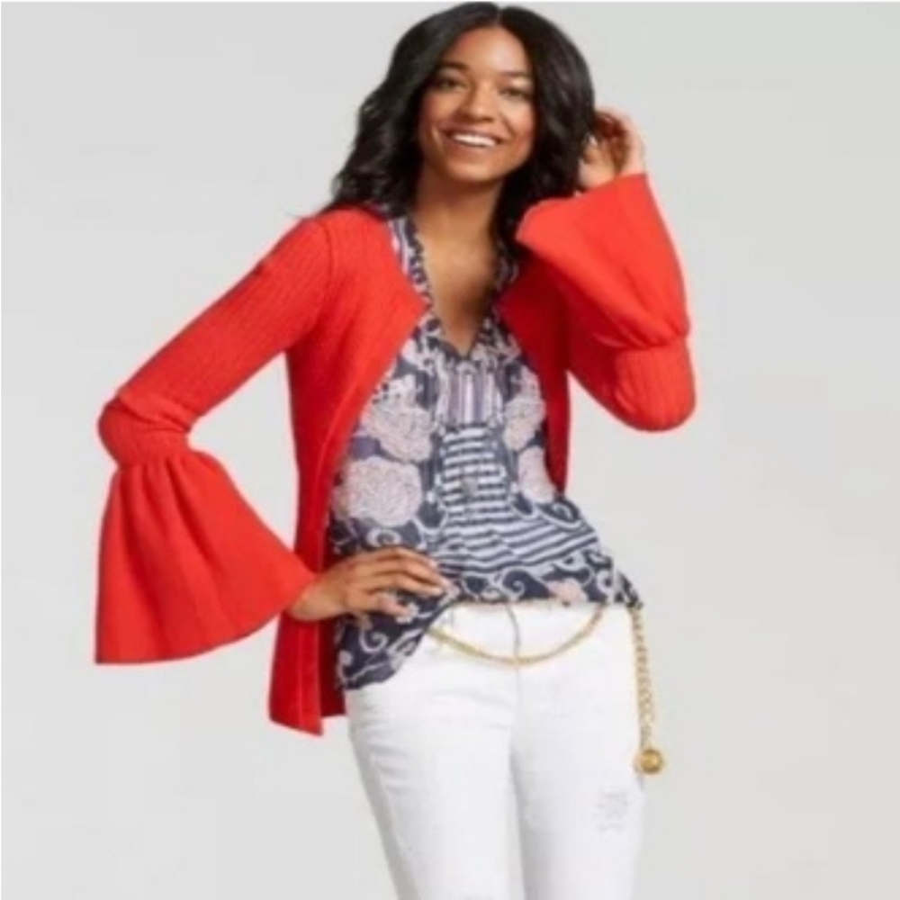 Cabi peplum striped sleeveless blouse style 5349